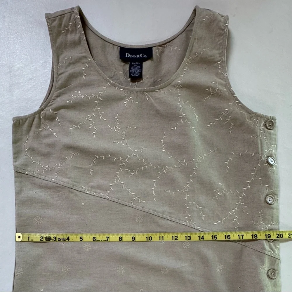 Linen Blend Sleeveless Embroidered Eyelet Maxi Dress (S) - Picture 9 of 16